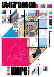 Affiche Stripdagen Haarlem getekend door Chris Ware