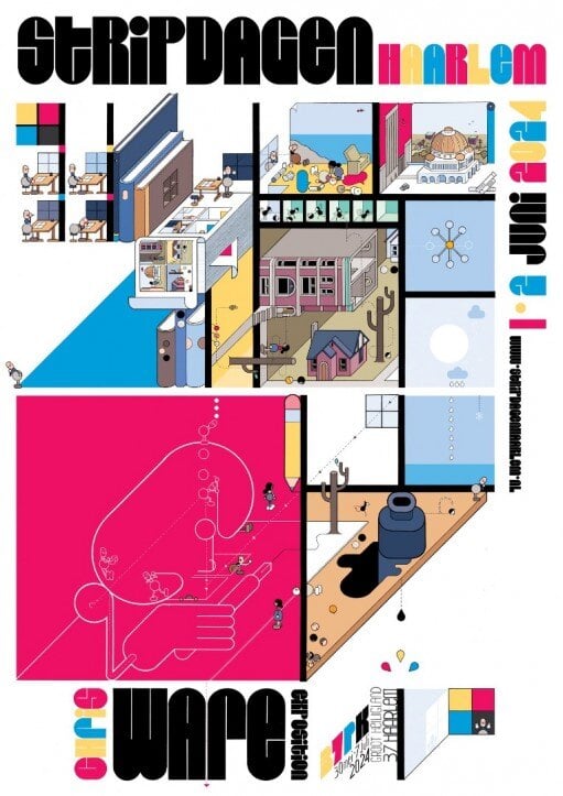 Affiche Stripdagen Haarlem getekend door Chris Ware-featured